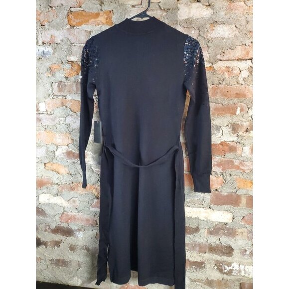 Vince Camuto Knit Sequined Sweater Dress Womens Sz XS New NWT Black - Picture 4 of 4